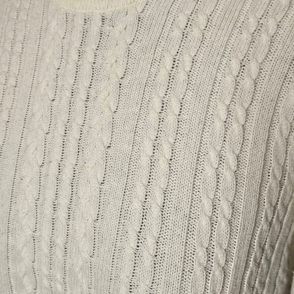 Jennifer Moore White Corton Cable Knit Sweater Size XL - Picture 2 of 6